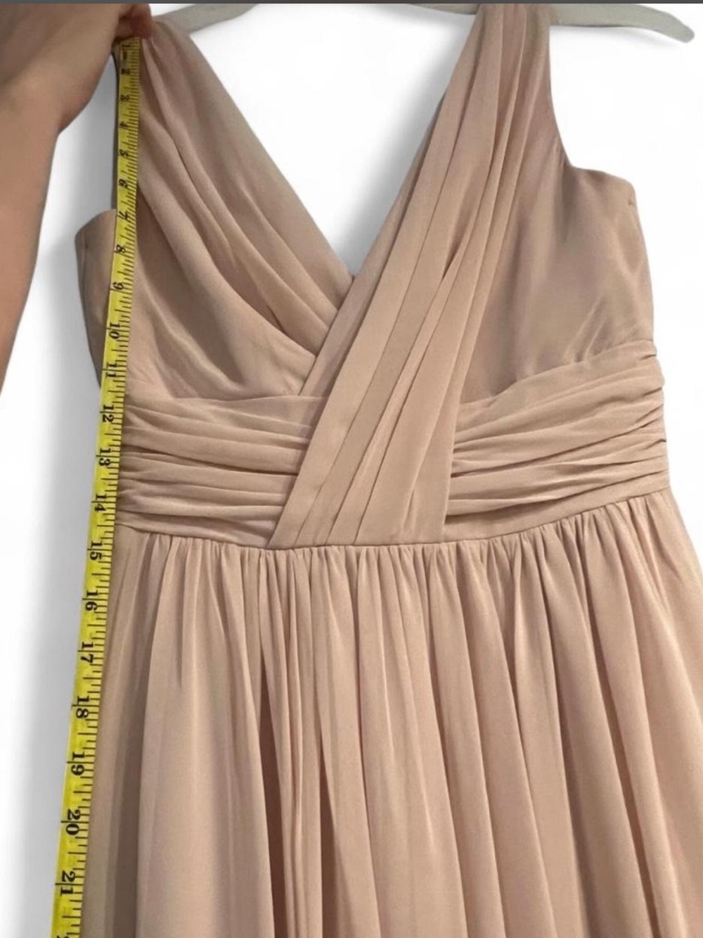 Dessy Collection Taupe V-Neck Maxi Dress - Picture 2 of 4